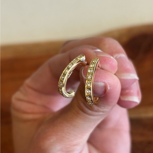 Roman gold plated faux diamond hoop earrings - Picture 5 of 6